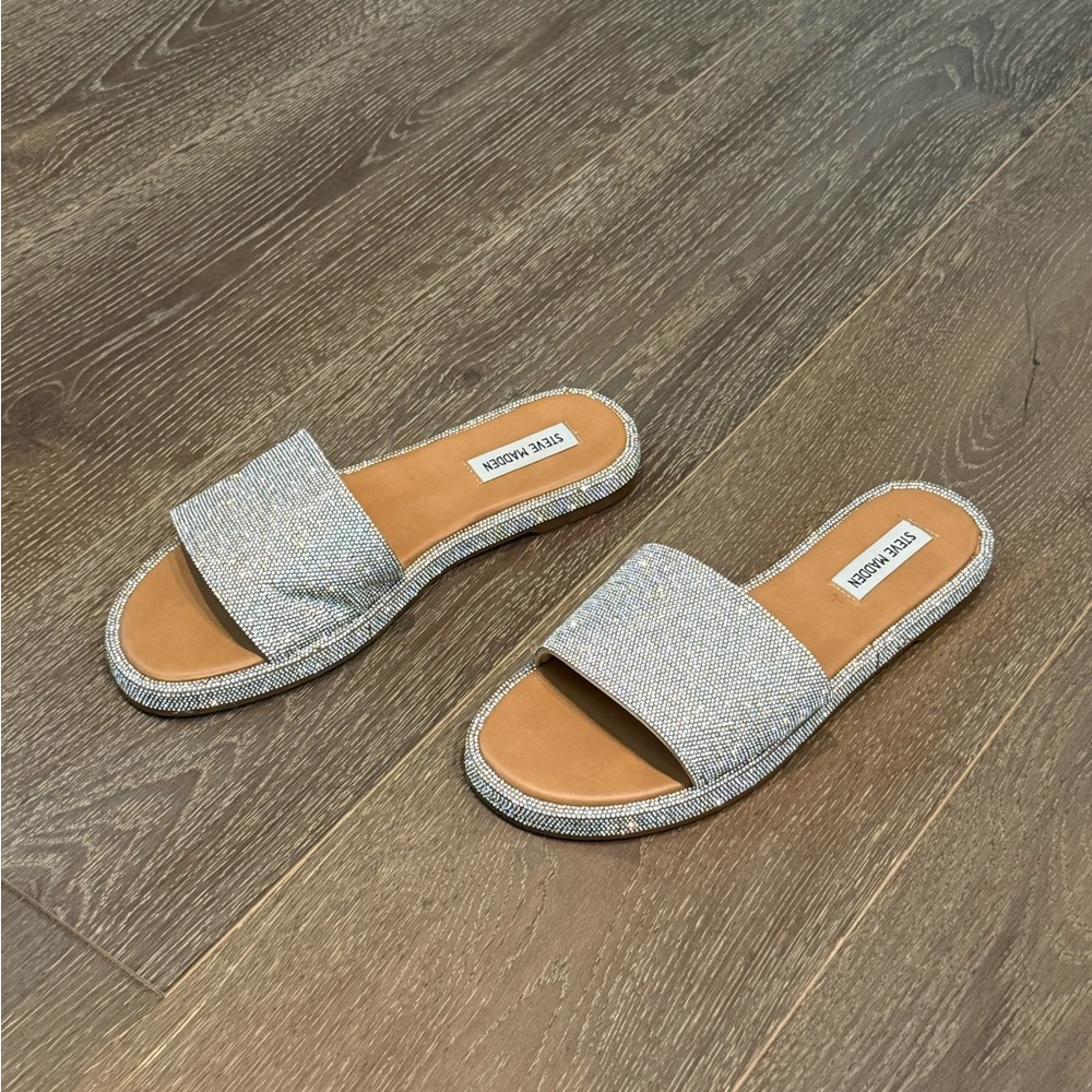 Steve Madden Iridescent Crystal Slider Sandals - Picture 2 of 7
